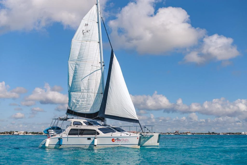 Catamaran sailing on the Caribbean Sea